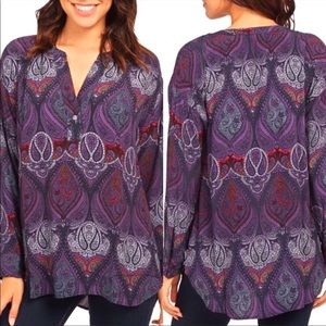 Anthropologie Sanctuary Garcon Print Split Neck Popover Tunic top